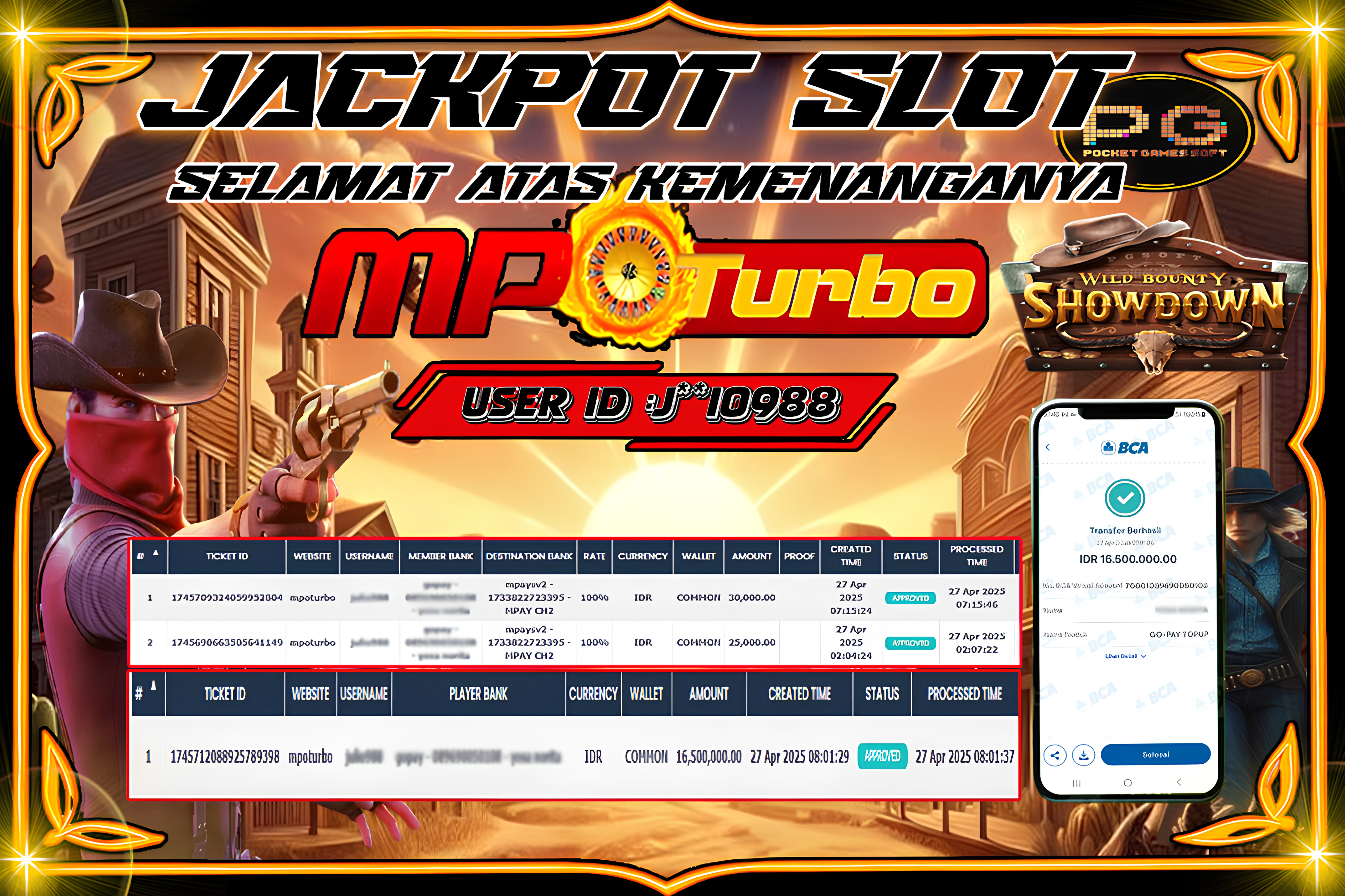 MPOTURBO JACKPOT SLOT WILD BOUNTY SHOWDOWN 16,500,000.00,- LUNAS